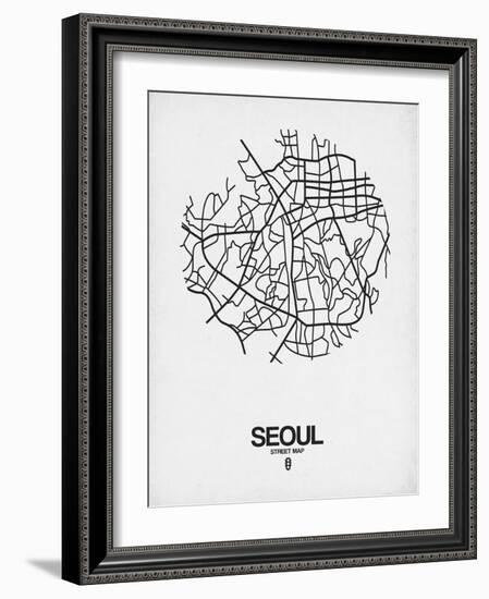 Seoul Street Map White-NaxArt-Framed Art Print