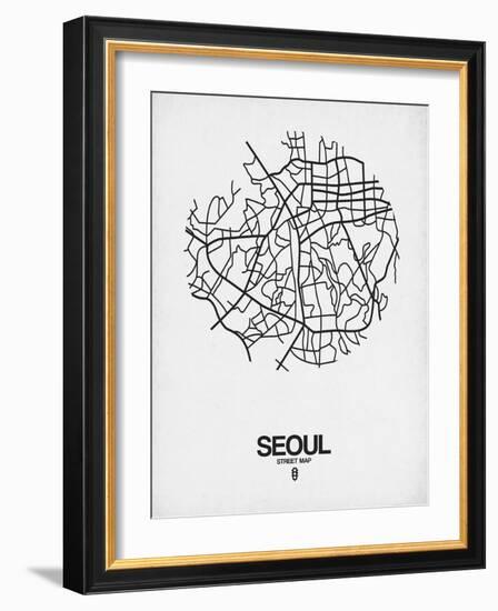 Seoul Street Map White-NaxArt-Framed Art Print