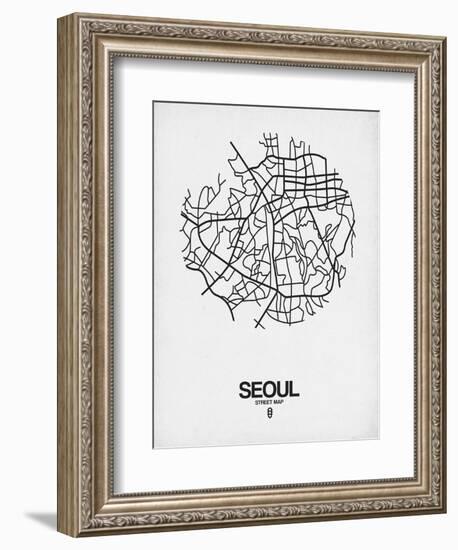 Seoul Street Map White-NaxArt-Framed Art Print