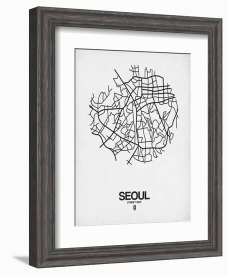 Seoul Street Map White-NaxArt-Framed Art Print