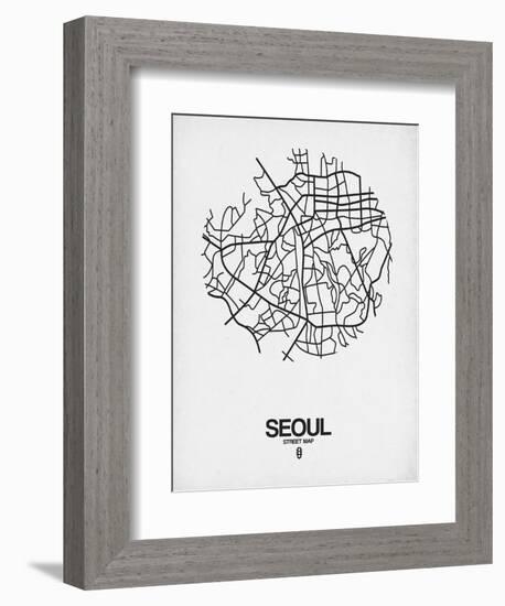 Seoul Street Map White-NaxArt-Framed Art Print
