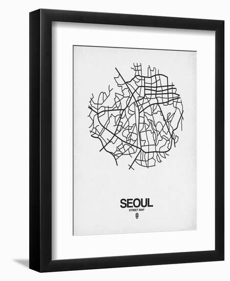 Seoul Street Map White-NaxArt-Framed Art Print