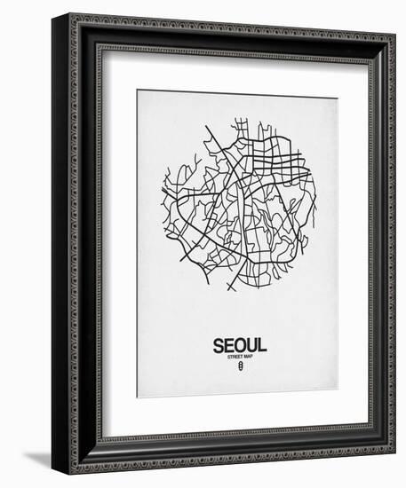 Seoul Street Map White-NaxArt-Framed Art Print