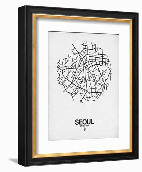 Seoul Street Map White-NaxArt-Framed Art Print