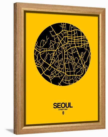 Seoul Street Map Yellow-NaxArt-Framed Stretched Canvas