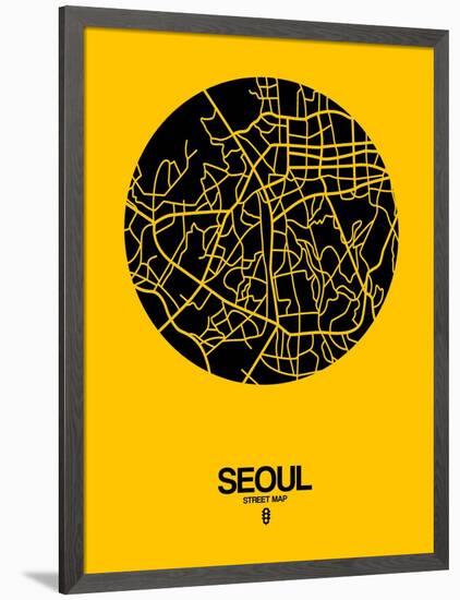 Seoul Street Map Yellow-NaxArt-Framed Premium Giclee Print