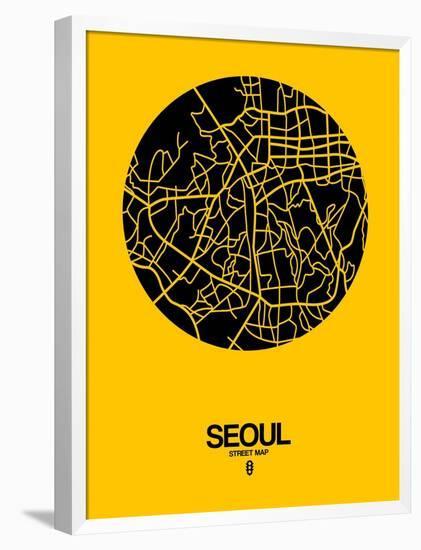 Seoul Street Map Yellow-NaxArt-Framed Premium Giclee Print