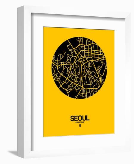 Seoul Street Map Yellow-NaxArt-Framed Premium Giclee Print