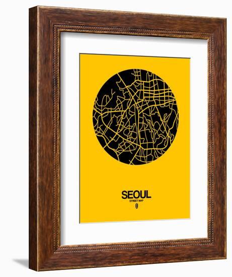 Seoul Street Map Yellow-NaxArt-Framed Art Print