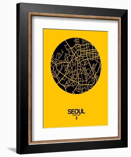 Seoul Street Map Yellow-NaxArt-Framed Art Print