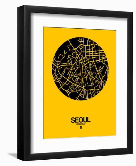 Seoul Street Map Yellow-NaxArt-Framed Art Print