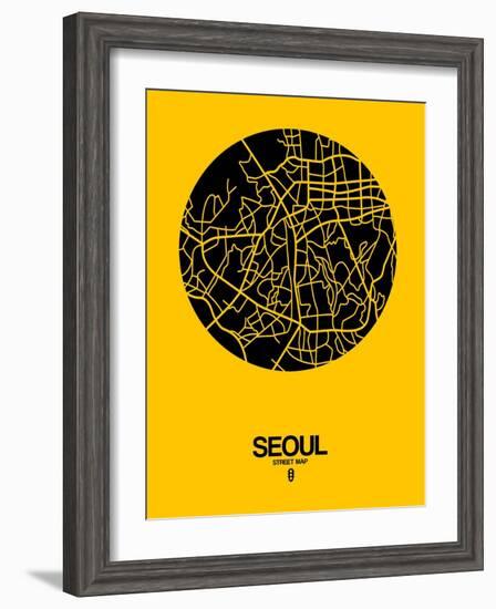 Seoul Street Map Yellow-NaxArt-Framed Art Print