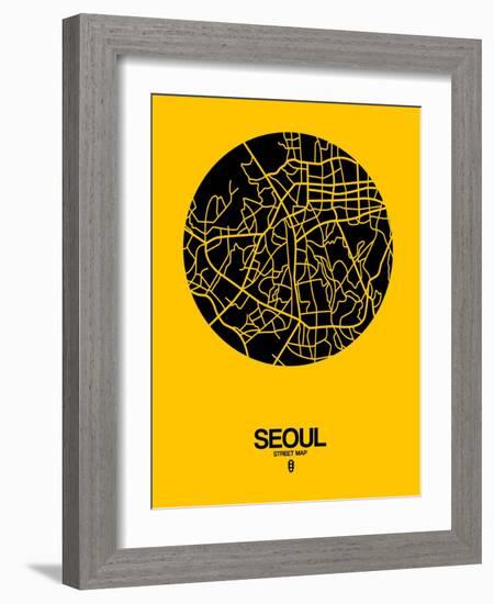 Seoul Street Map Yellow-NaxArt-Framed Art Print