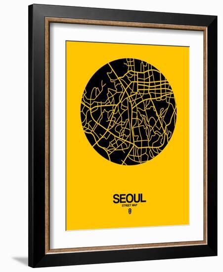 Seoul Street Map Yellow-NaxArt-Framed Art Print