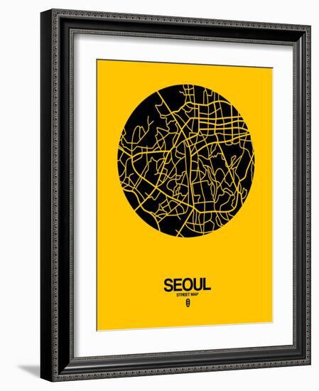 Seoul Street Map Yellow-NaxArt-Framed Art Print