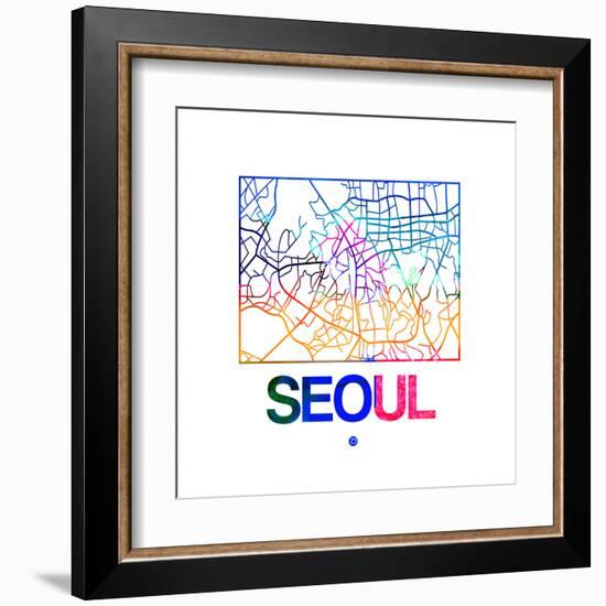 Seoul Watercolor Street Map-NaxArt-Framed Art Print