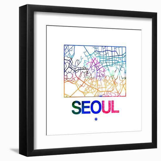 Seoul Watercolor Street Map-NaxArt-Framed Art Print