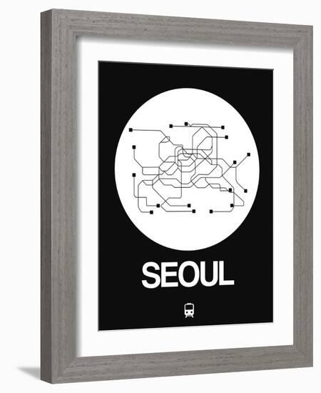 Seoul White Subway Map-NaxArt-Framed Art Print