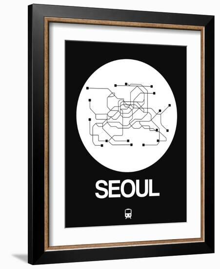 Seoul White Subway Map-NaxArt-Framed Art Print