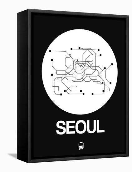 Seoul White Subway Map-NaxArt-Framed Stretched Canvas