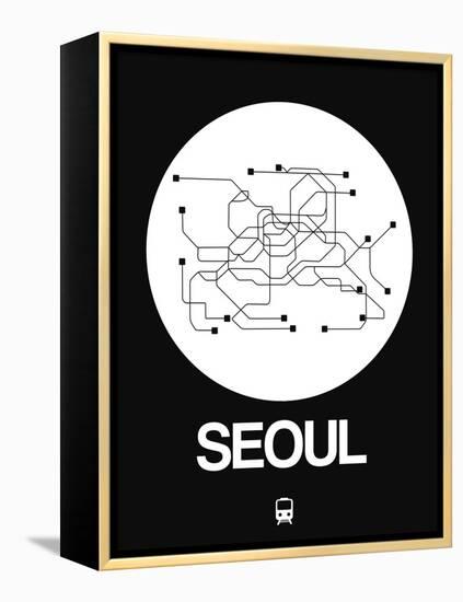 Seoul White Subway Map-NaxArt-Framed Stretched Canvas