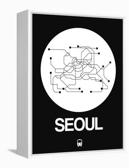 Seoul White Subway Map-NaxArt-Framed Stretched Canvas