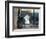 Separated by a Pane of Glass, a White Cat Tries to Play with a Black Cat-null-Framed Photographic Print