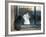 Separated by a Pane of Glass, a White Cat Tries to Play with a Black Cat-null-Framed Photographic Print