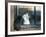 Separated by a Pane of Glass, a White Cat Tries to Play with a Black Cat-null-Framed Photographic Print