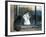 Separated by a Pane of Glass, a White Cat Tries to Play with a Black Cat-null-Framed Photographic Print