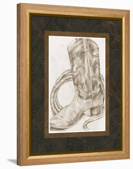 Sepia Boots I-Jennifer Goldberger-Framed Stretched Canvas