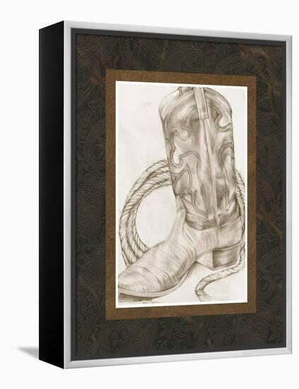 Sepia Boots I-Jennifer Goldberger-Framed Stretched Canvas