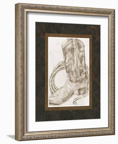 Sepia Boots I-Jennifer Goldberger-Framed Art Print