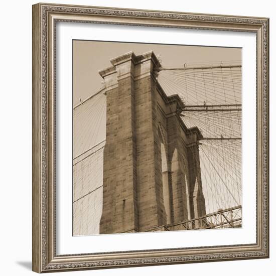 Sepia Brooklyn Bridge-Sheldon Lewis-Framed Photo