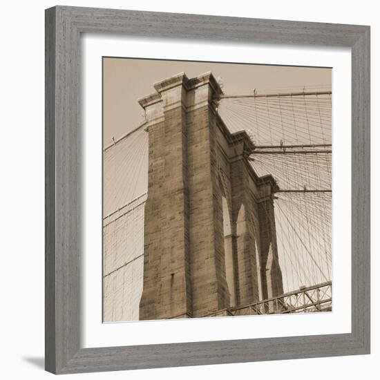 Sepia Brooklyn Bridge-Sheldon Lewis-Framed Photo