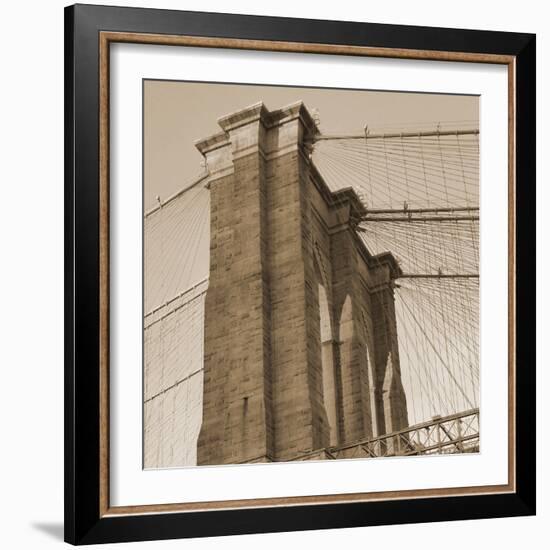 Sepia Brooklyn Bridge-Sheldon Lewis-Framed Photo