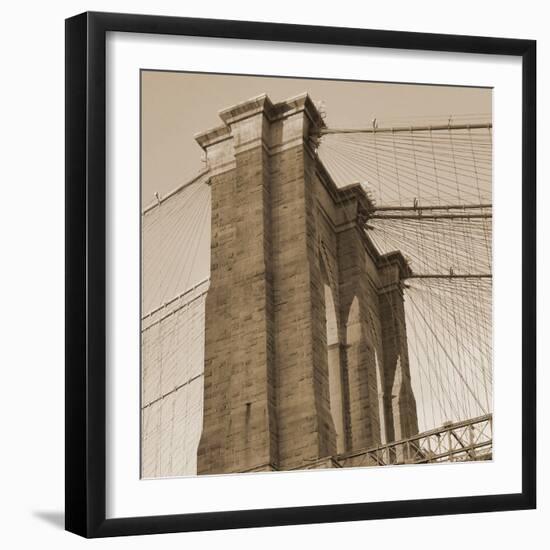 Sepia Brooklyn Bridge-Sheldon Lewis-Framed Photo