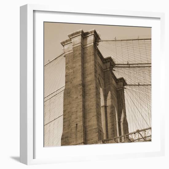 Sepia Brooklyn Bridge-Sheldon Lewis-Framed Photo