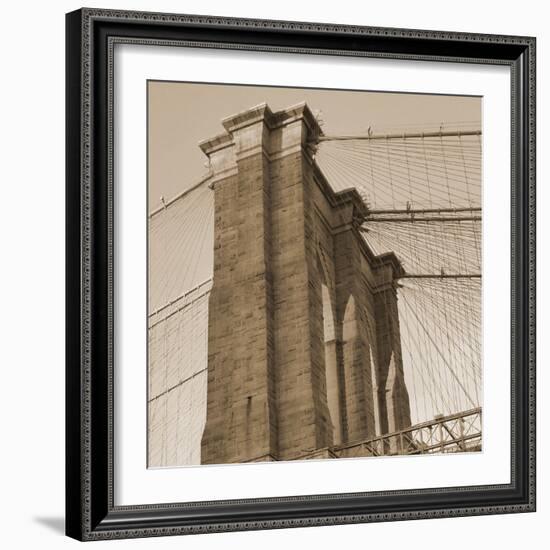 Sepia Brooklyn Bridge-Sheldon Lewis-Framed Photo