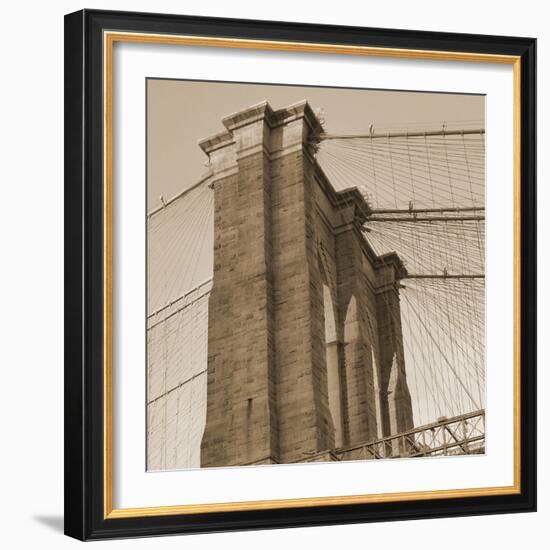 Sepia Brooklyn Bridge-Sheldon Lewis-Framed Photo