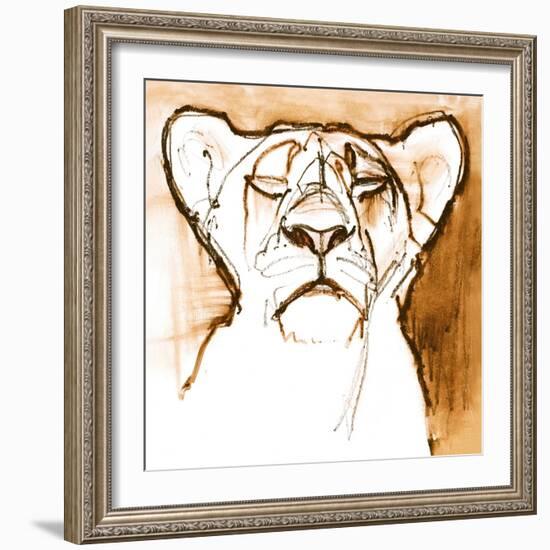 Sepia Cub, 2020, (mixed media on paper)-Mark Adlington-Framed Giclee Print