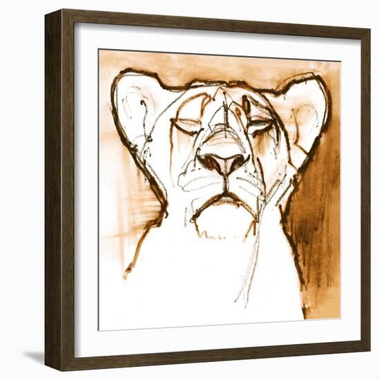 Sepia Cub, 2020, (mixed media on paper)-Mark Adlington-Framed Giclee Print