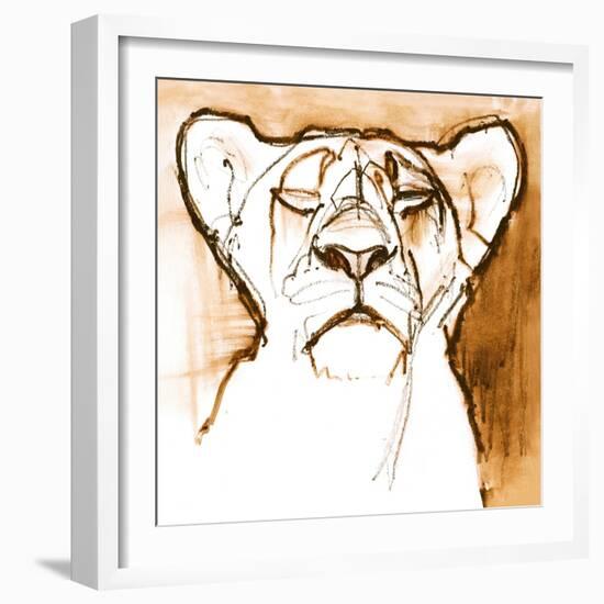 Sepia Cub, 2020, (mixed media on paper)-Mark Adlington-Framed Giclee Print