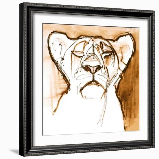 Sepia Cub, 2020, (mixed media on paper)-Mark Adlington-Framed Giclee Print