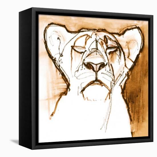 Sepia Cub, 2020, (mixed media on paper)-Mark Adlington-Framed Premier Image Canvas