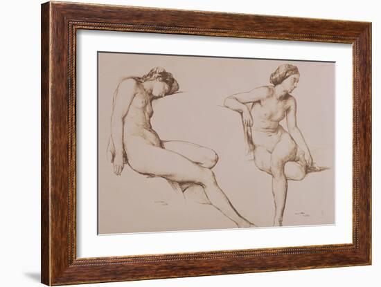 Sepia Drawing of Nude Woman, circa 1860-William Mulready-Framed Giclee Print