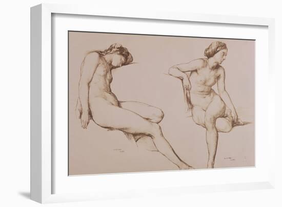 Sepia Drawing of Nude Woman, circa 1860-William Mulready-Framed Giclee Print