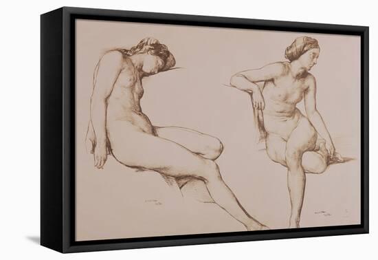 Sepia Drawing of Nude Woman, circa 1860-William Mulready-Framed Premier Image Canvas