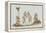 Sepia Engraving of 14th Century Scene with Wrestlers-null-Framed Premier Image Canvas