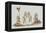 Sepia Engraving of 14th Century Scene with Wrestlers-null-Framed Premier Image Canvas